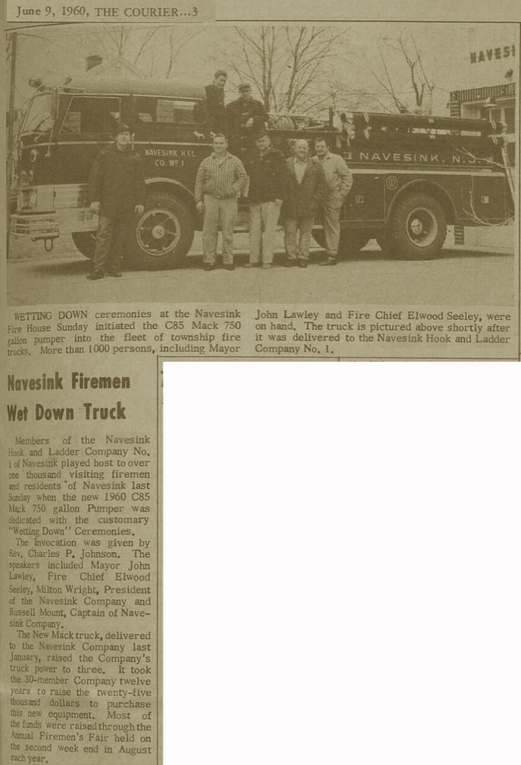 1960 newspaper clipping of the Mack wet-down